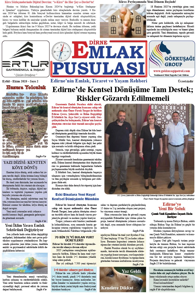 Emlak Pusulası Gazetesi Sayı 2 – Edirne Emlak, Ticaret ve Yaşam Rehberi