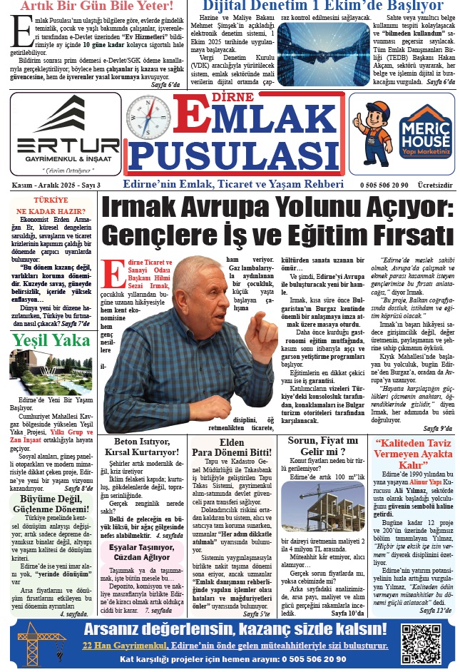 Emlak Pusulası Gazetesi Sayı 3 – Edirne Emlak, Ticaret ve Yaşam Rehberi