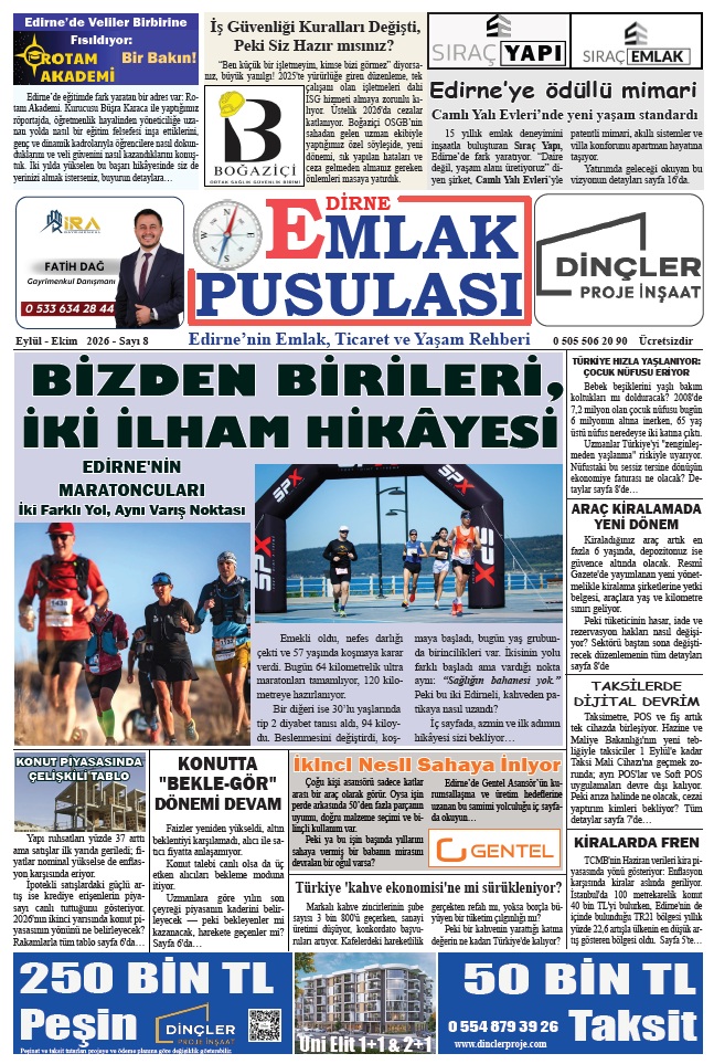 Emlak Pusulası Gazetesi Sayı 8 – Edirne Emlak, Ticaret ve Yaşam Rehberi